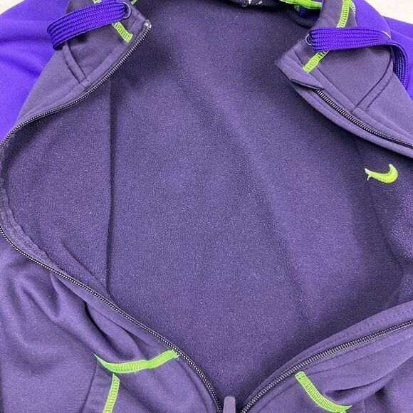 Nike Womens Performance Therma Fit Hooded Jacket Purple Green Full Zip Up Small - Picture 4 of 12